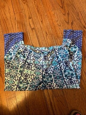 Apana Blue and Teal Patterned Crop Leggings